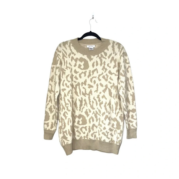Top Style Boutique Cream Leopard Print Oversized Knit Sweater Large Women’s - Picture 1 of 10